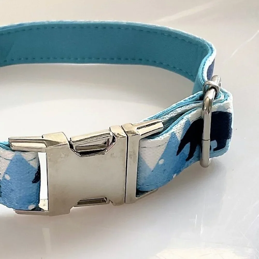 BLUE DOG COLLAR MAMA BEAR AND CUB WITH MOUNTAINS